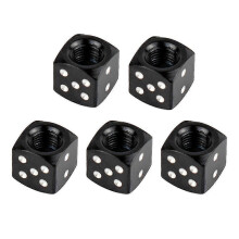 (Black) 5 Pcs Car Truck Motocycle Cool Dice Shape Wheel Tire Valve Stem Cover Cap