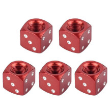 (Red) 5 Pcs Car Truck Motocycle Cool Dice Shape Wheel Tire Valve Stem Cover Cap