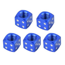(Blue) 5 Pcs Car Truck Motocycle Cool Dice Shape Wheel Tire Valve Stem Cover Cap
