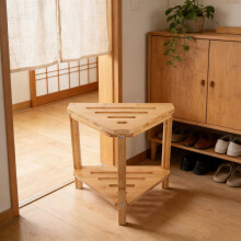 Beige Bamboe Badkamer Met Anti-Slip Voetsteun Voor Douche