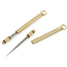 (Ear spoon) Outdoor Camping Titanium Toothpick Holder & Fruit Fork Keychain Survival Tool