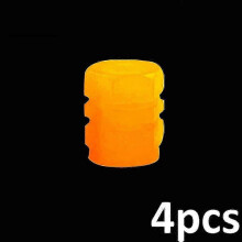(Orange-4pcs) Car Luminous Tire Valve Motorcycle Bike Tyre Night Glowing Cap Tyre Hub Universal Cap Decor Dustproof Nozzles Cover Accessories
