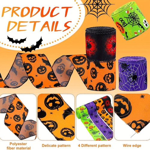 Halloween satijnen lint 2,5" x 5 yards 2