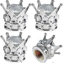 4 Pcs Crown Tire Valve Stem Caps Bling Crystal Rhinestone Universal Chrome Crown Vehicle Car Tire Caps Covers Autos Accesorios~00978