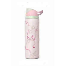 (24oz) Owala FreeSip 24oz/32oz Stainless Steel Water Bottle Pink Bow Ribbon Print