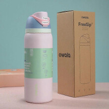 (Pink) 32OZ Owala FreeSip Insulated Stainless Steel Water Bottle with Straw Thermal Mug