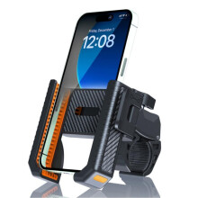 Antislip telefoonhouder voor motorfietsen met koolstofvezelstructuur (kleur: oranje)