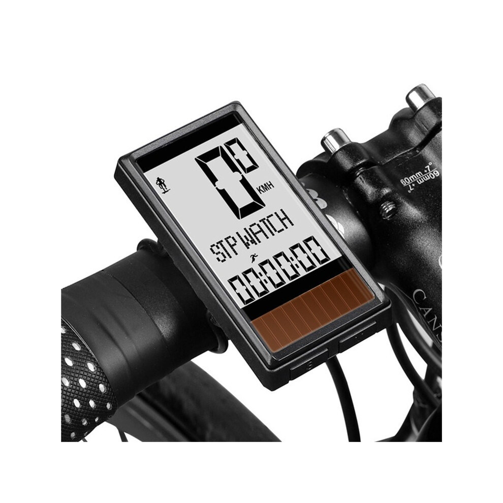 West Biking Wireless Solar-Powered Speedometer For Mountain Bikes And Road Bikes, Large Print, Five-Language, Waterproof, Speedometer 6485316943946