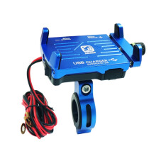 Kewig M6 Motorfiets Telefoonhouder van Aluminiumlegering, Oplaadbaar, Waterdicht, Stabiele Navigatiehouder met Schakelaar (Blauw)