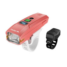 Linterna frontal para bicicleta infantil SMILING SHARK QX-D435A con sensor de control de luz, pantalla digital y bocina (rosa).