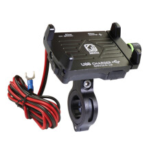 Kewig M6 Motorfiets Telefoonhouder van Aluminiumlegering, Oplaadbaar met Schakelaar, Waterdicht, Stabiel, Navigatiehouder (Zwart)