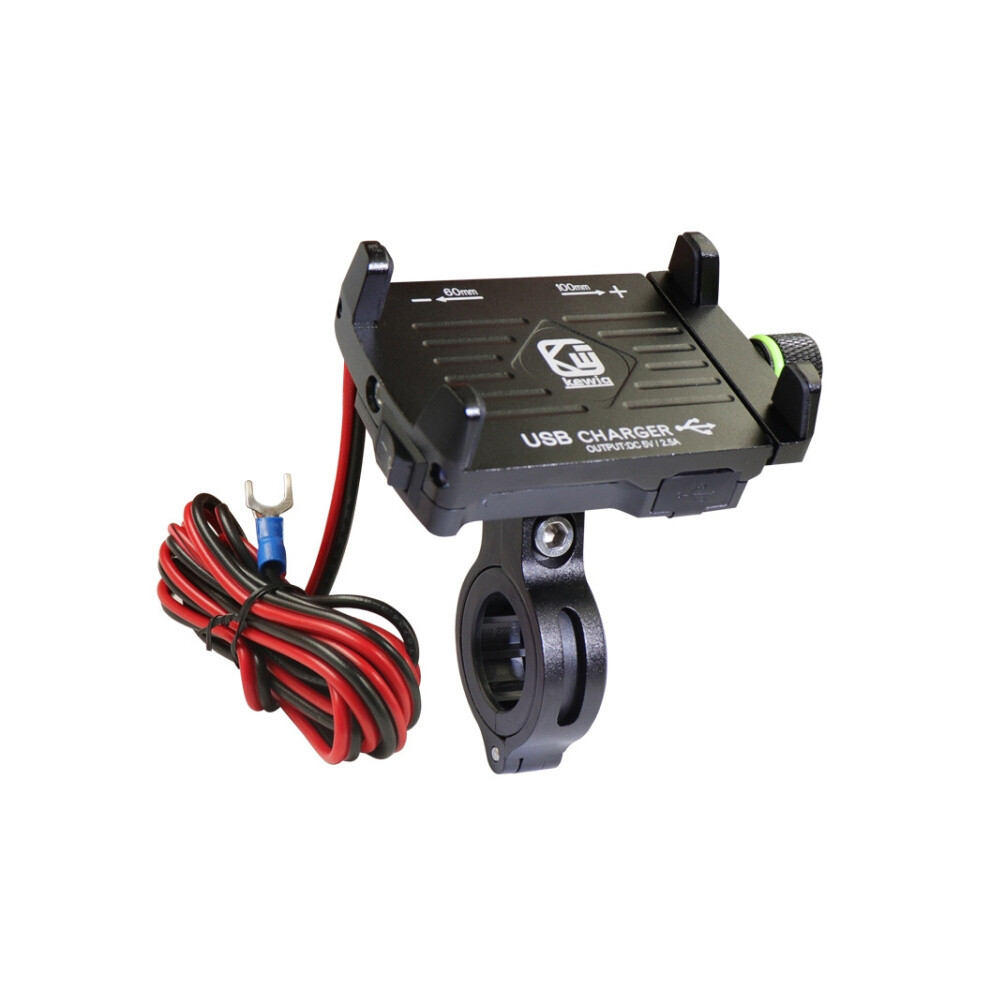 Kewig M6 Aluminum Alloy Motorcycle Mobile Phone Bracket Rechargeable With Switch Waterproof Stable Navigation Bracket(Black) Black 6485316944240