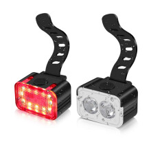 Fahrradbeleuchtungsset mit USB-Ladefunktion, LED-Außenbeleuchtung, bestehend aus Vorder- und Rücklicht.