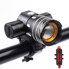 7602 LED USB-Lade-Teleskop-Zoom-Fahrradfrontlicht, Spezifikation: Scheinwerfer + 918 Rücklicht