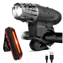 Luz para bicicleta recargable por USB, luz de advertencia para bicicleta de montaña. Especificaciones: Luz delantera + luz trasera.