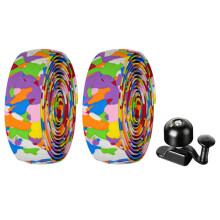 West Rider YP1602782 Bicycle Bell and Barrel Tape EVA Backed Barrel Tape Bell Combo Set (Colored Barrel Tape + Black Bell)