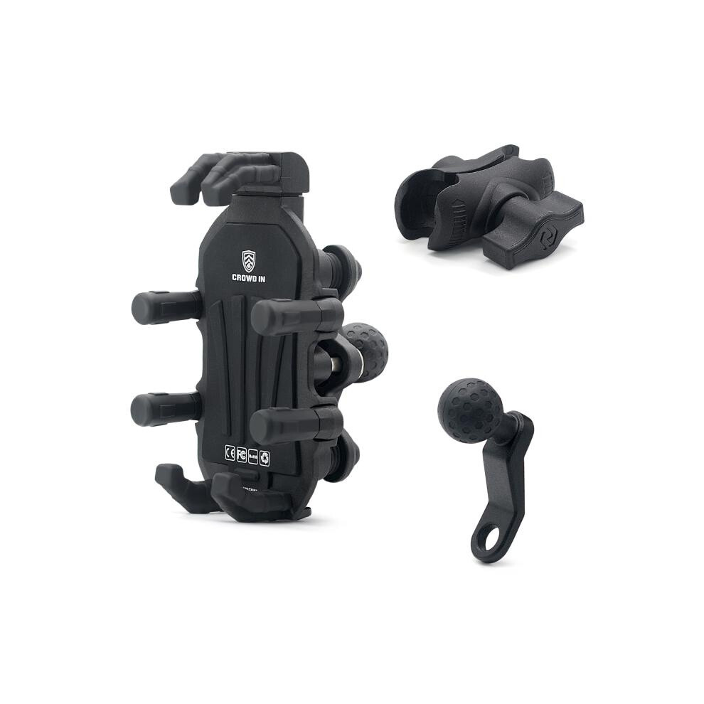 Motorcycle Rearview Mirror Mount Aluminum Alloy Shock-Absorbing Mobile Phone Holder(Black) Black 6485316945629