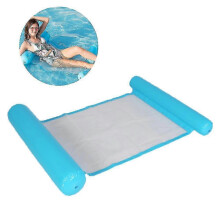 (Light Blue) Summer Inflatable Floating Water Hammock Pool Lounge Bed Swimming Chair