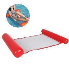 (Red) Summer Inflatable Floating Water Hammock Pool Lounge Bed Swimming Chair