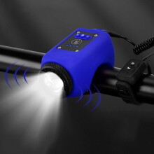 Klaxon étanche 2 en 1 à décibels élevés avec lumière bleue haute luminosité pour la recharge sur vélo