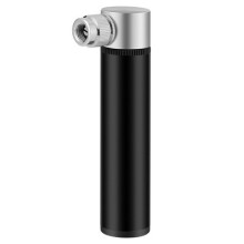 Draagbare mini-fietsluchtpomp (zwart) gemaakt van een kleine aluminiumlegering.