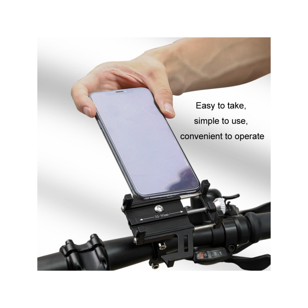 Aluminum Alloy Motorcycle Bicycle Navigation Mobile Phone Holder(Black) Black 6485316949306