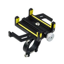Telefoonhouder voor navigatiesysteem op motorfiets/fiets van aluminiumlegering (geel)