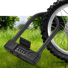 Verdicktes, U-förmiges Diebstahlsicherungs-Zahlenschloss aus Stahl für Fahrräder, Motorräder und Elektrofahrzeuge (schwarz)