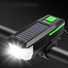 Faro delantero para bicicleta con energía solar y bocina para ciclismo nocturno, recargable por USB, linterna de alta potencia para bic
