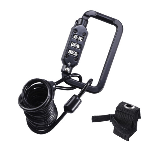 Universal Safety Code Wire Rope Helmet Lock for Motorcycles Bicycles, Black+Storage Bag