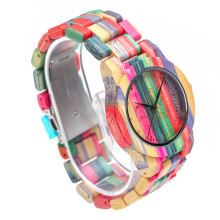 Orologio da donna fatto a mano in legno di bambù colorato, analogico al quarzo, orologio da donna