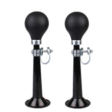 Lot de 2 klaxons pneumatiques de vélo en métal plaqué, 18 cm (7 pouces), couleur : noir