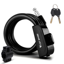 Antivol de vélo WEST BIKING 1,2 m, câble en acier et PVC, étanche (noir)