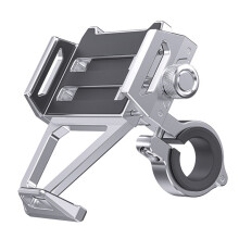 Motorfiets telefoonhouder van aluminiumlegering, schokbestendig, geschikt voor fietsen en navigatie (zilver)