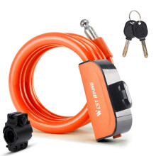 Antivol de vélo WEST BIKING 1,2 m avec câble en acier PVC, antivol et étanche (orange)