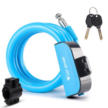 Antivol de vélo WEST BIKING 1,2 m avec câble en acier PVC, antivol et étanche (bleu)