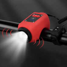 Klaxon étanche 2 en 1 à décibels élevés avec lumière rouge haute luminosité pour la recharge de vélo
