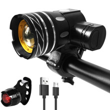 Luz delantera para bicicleta LED 7602 con carga USB, zoom telescópico. Especificaciones: Faro delantero + Lámpara Gem.