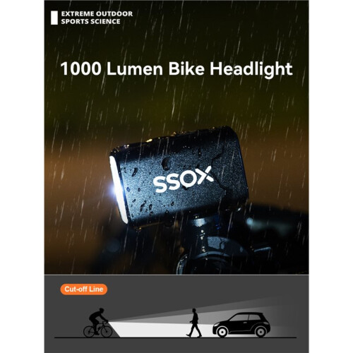 XOSS Bike Headlight 1000Lm XOSS Light  Sensor Waterproof Rechargeable Ultra Bright Bicycle Front Lamp MTBFlashlight 1