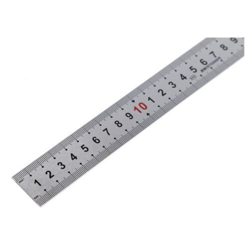 4X Double Side Scale Stainless Steel Straight Ruler Measuring Tool 50cm 1