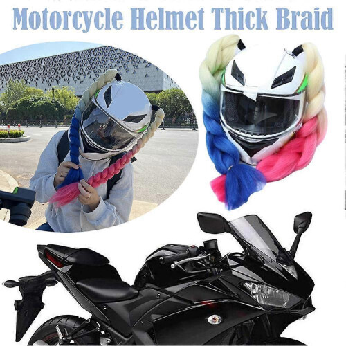 (E) 1 Pair Punk Style Motorcycle Helmet Dreadlocks Women Ponytail Braid Bicycle 1