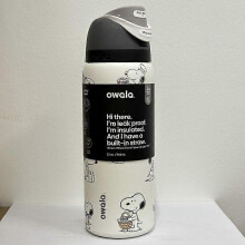 (24oz) New Snoopy Owala 24/32oz Grey Water Bottle Stainless Steel G
