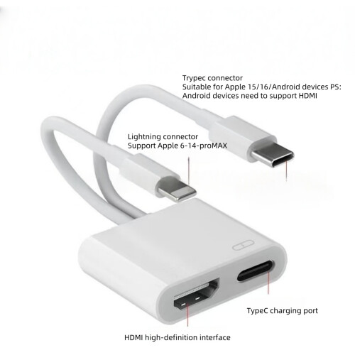 HDMI Adapter with Charging,  & Lightning Input Compatible With Most Apple Phones