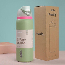 (Green) 24OZ Owala FreeSip Insulated Stainless Steel Water Bottle with Straw Thermal Mug B