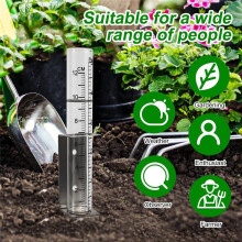 2pcs Rain Gauges Outdoor, 5 Inch Capacity Glass Rain Gauge with 2 in 1 Stainless Steel Holder Rain Gauge Stake