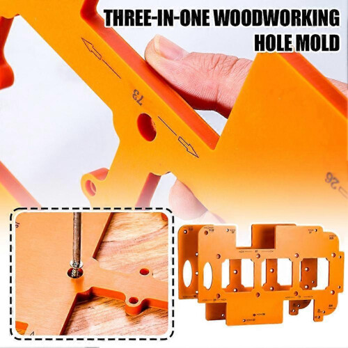 2PCS 3in1 Multi Functional Woodworking Hole Opener Template for Wardrobe Cabinet 1