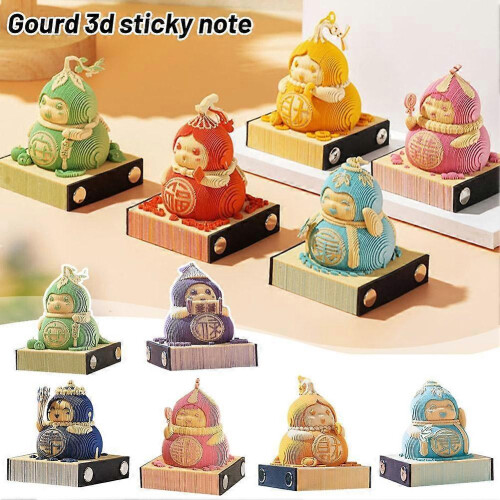 (Red) 3D Gourd Note Stickers, Hand Tear, Creative Art, Creative Gift Memo Book 1