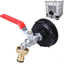 Robinet pentru rezervor de 1000 l cu adaptor pentru furtun de grădină, conector pentru robinet S60x6 IBC
