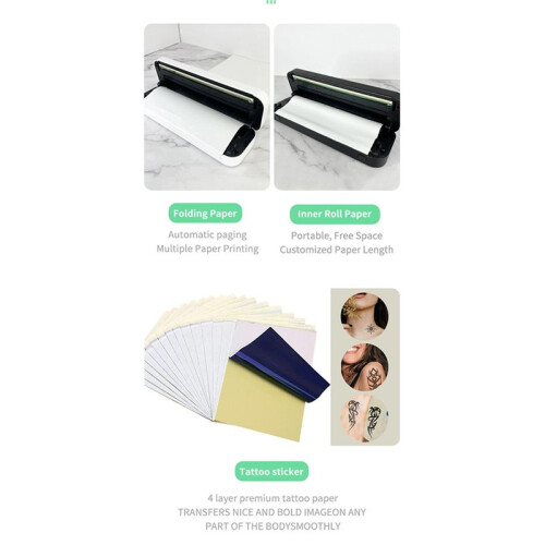 Portable  A4 Printer No Ink Printing A4 Thermal Printer for Phone PC Tattoo Transfer Printer White 2