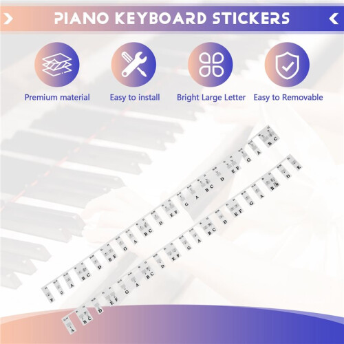 88 Key Removable Piano Keyboard Stickers Stave Notation Note Strip Stickers for Beginners Students 1